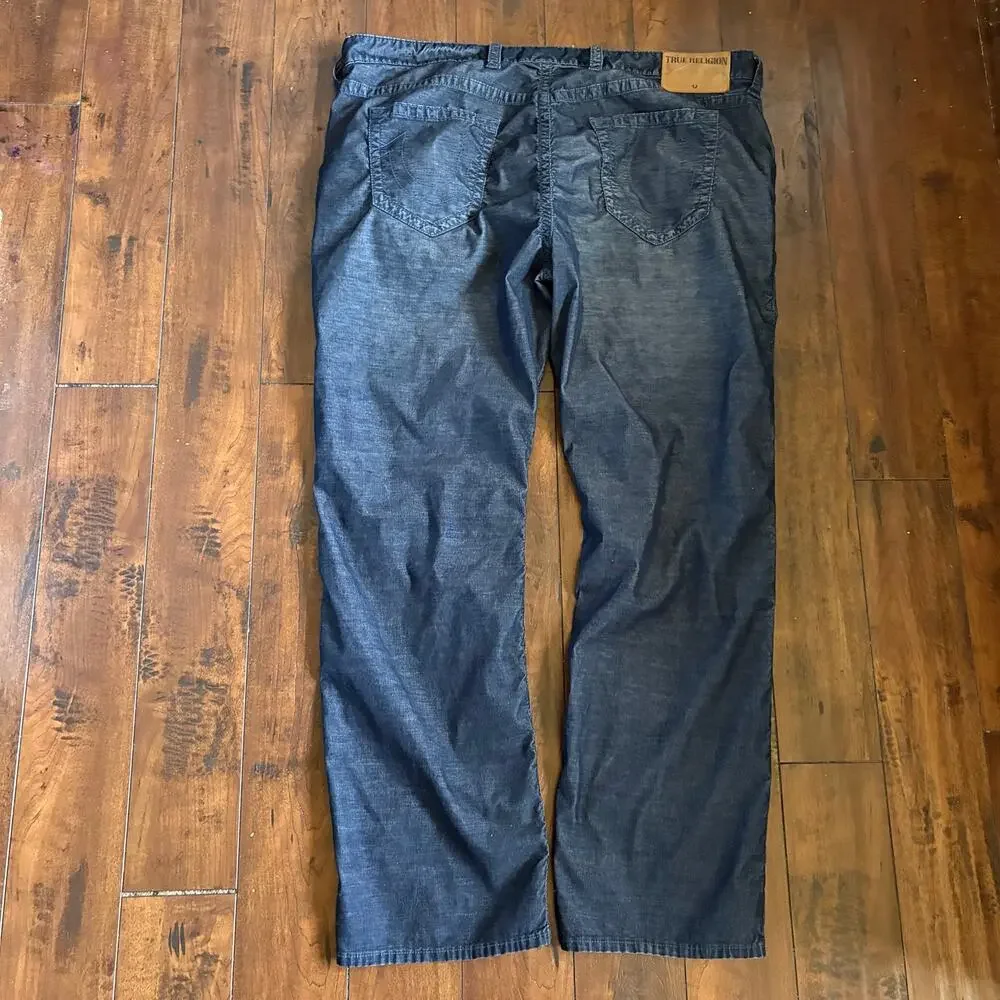 True Religion Ricky Relaxed Straight Corduroy Jeans Mens 46x32 Blue Streetwear